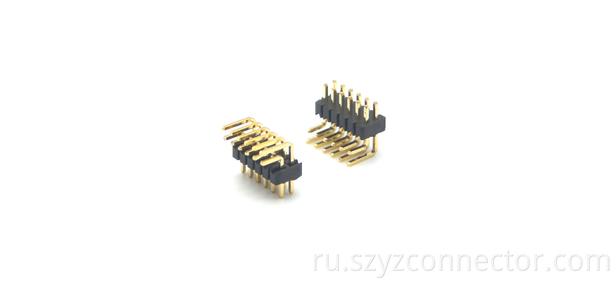 1.27mm Pitch Pin header Connector Right Angle SQ0.4/0.46mm H1.5mm 2*6P